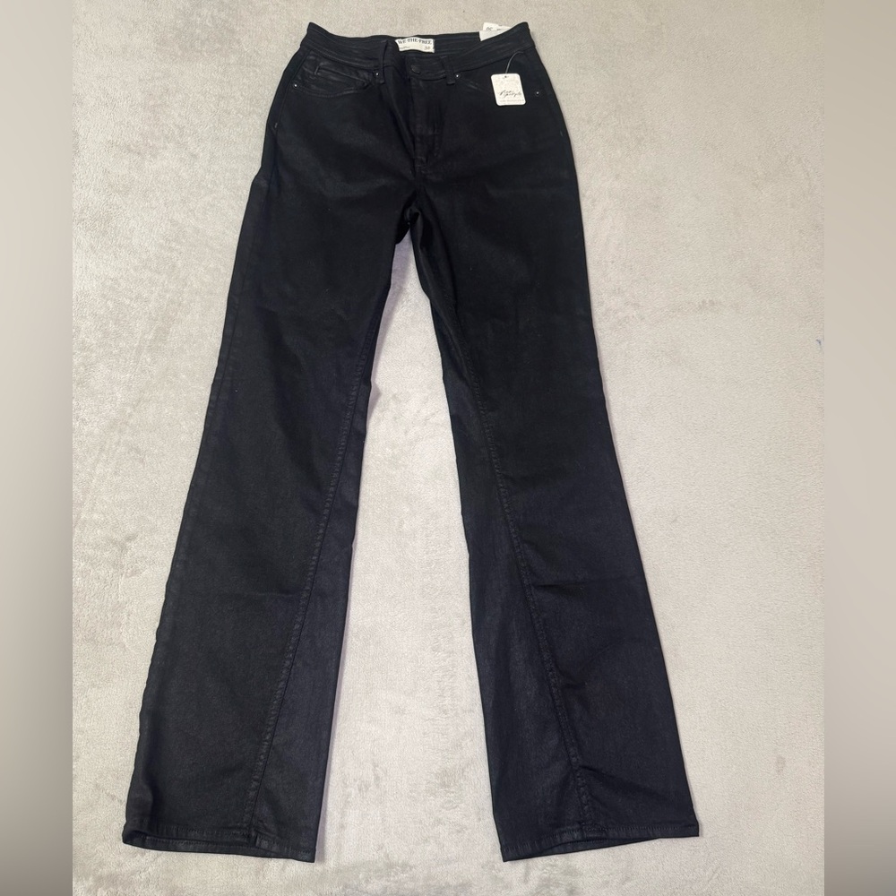 We  The FREE Nocturne Coated High Rise Bootcut Jeans Women's 30 Ethereal Black